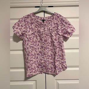 NWT Versona Lavender Blooms Top XXL Cotton Button Up Purple Flowers